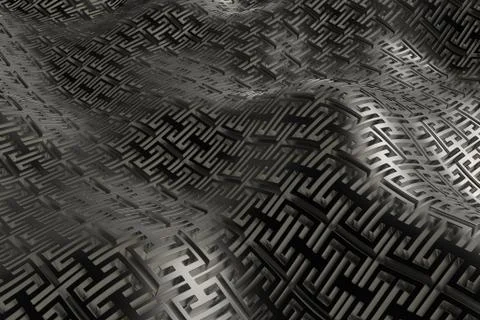 3d render metall background with reflections. Displacement surface. Random pa Stock Illustration