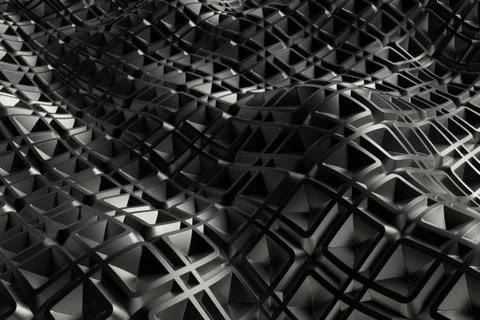 3d render metall background with reflections. Displacement surface. Random pa Stock Illustration