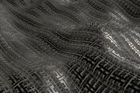 3d render metall background with reflections. Displacement surface. Random pa Stock Illustration