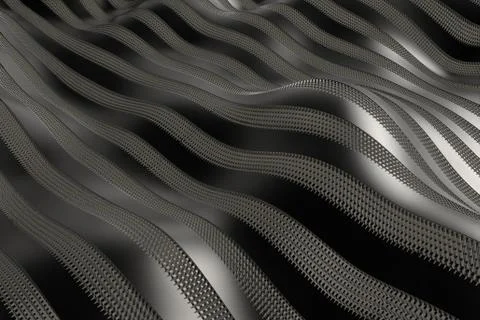 3d render metall background with reflections. Displacement surface. Random pa Stock Illustration