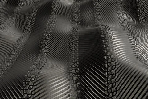 3d render metall background with reflections. Displacement surface. Random pa Stock Illustration