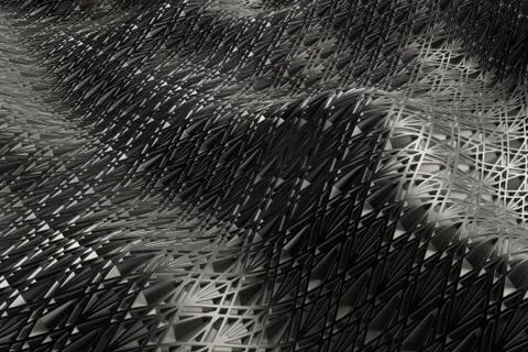 3d render metall background with reflections. Displacement surface. Random pa Stock Illustration