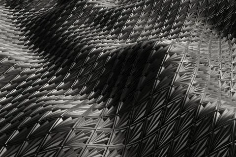 3d render metall background with reflections. Displacement surface. Random pa Stock Illustration