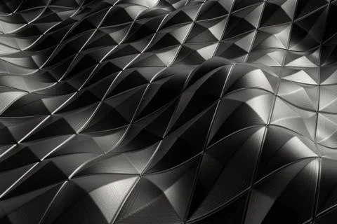 3d render metall background with reflections. Displacement surface. Random pa Stock Illustration