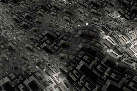 3d render metall background with reflections. Displacement surface. Random pa Illustrazione stock