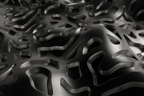 3d render metall background with reflections. Displacement surface. Random pa Stock Illustration