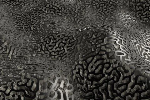 3d render metall background with reflections. Displacement surface. Random pa Illustrazione stock