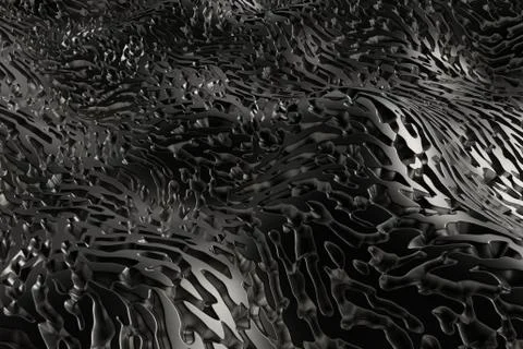 3d render metall background with reflections. Displacement surface. Random pa Illustrazione stock