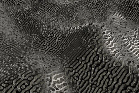3d render metall background with reflections. Displacement surface. Random pa Stockillustratie