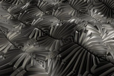 3d render metall background with reflections. Displacement surface. Random pa Stock Illustration