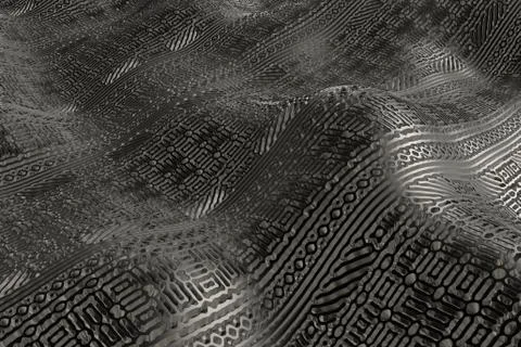 3d render metall background with reflections. Displacement surface. Random pa Stock Illustration