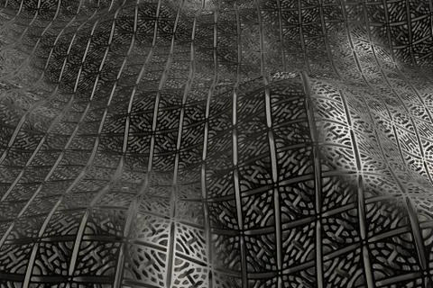 3d render metall background with reflections. Displacement surface. Random pa Stock Illustration