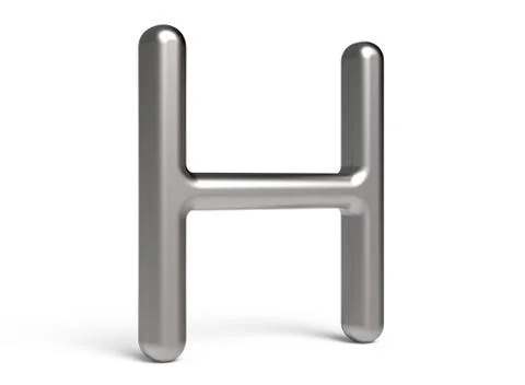 3D render metallic alphabet H Illustrazione stock