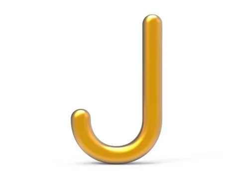 3D render metallic alphabet J 스톡 일러스트