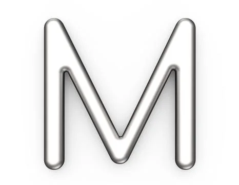 3D render metallic alphabet M 스톡 일러스트