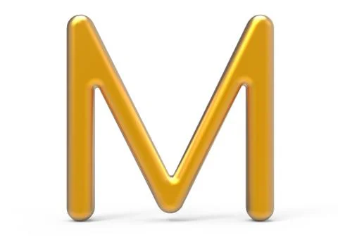 3D render metallic alphabet M Illustrazione stock