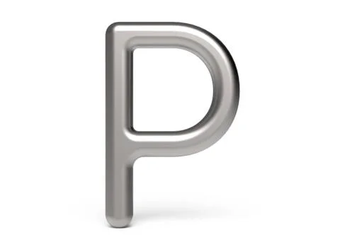 3D render metallic alphabet P Illustrazione stock