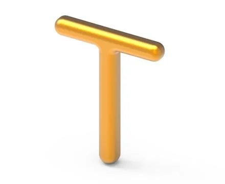 3D render metallic alphabet T 스톡 일러스트