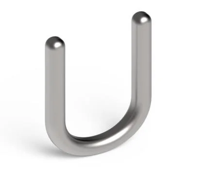 3D render metallic alphabet U Illustrazione stock