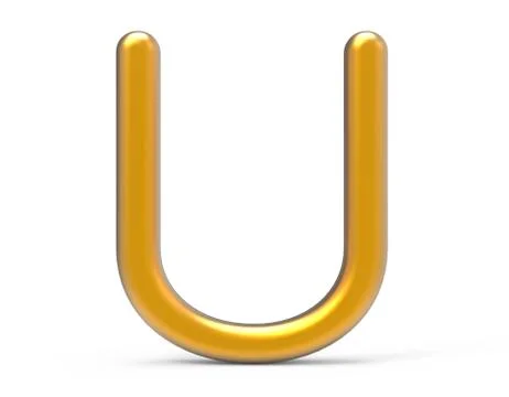 3D render metallic alphabet U Stock Illustration