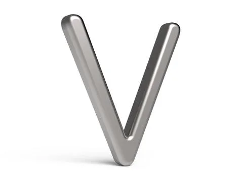 3D render metallic alphabet V Illustrazione stock