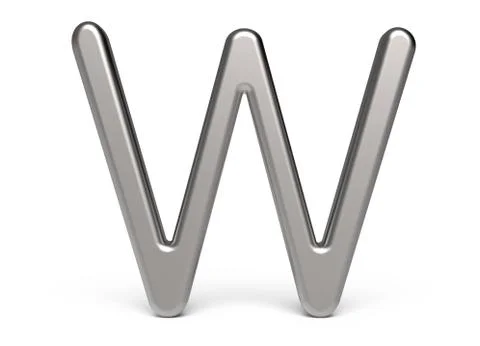 3D render metallic alphabet W Illustrazione stock