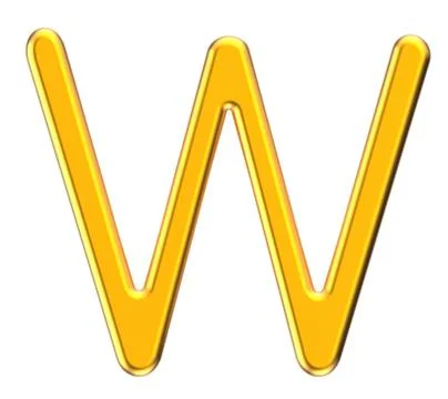 3D render metallic alphabet W Illustrazione stock