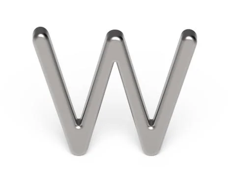 3D render metallic alphabet W 스톡 일러스트