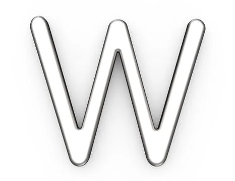 3D render metallic alphabet W Stock Illustration