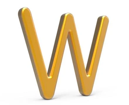 3D render metallic alphabet W 스톡 일러스트