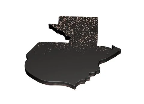 3D render of a metallic black Guatemala shaped map isolated on a white backgroun イラスト素材