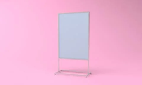 3D render of a metallic board with blank space for images on a pink backgroun Illustrazione stock
