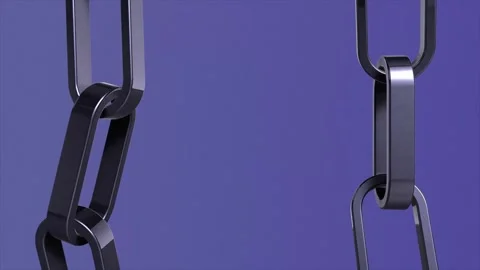 3D Render of Metallic Chain Links on a Background.  3D chain of metal links Stock Footage 320554166