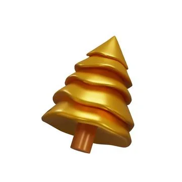 3d render metallic Christmas tree 3 Stock Illustration
