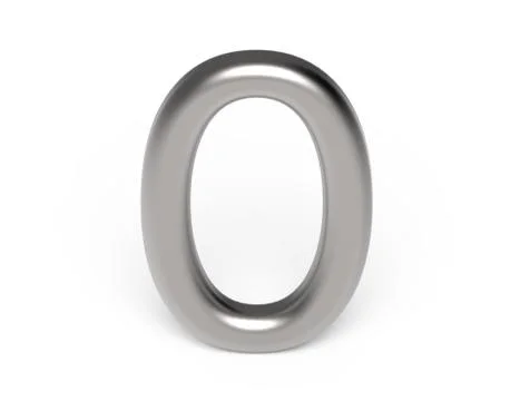 3D render metallic number 0 Illustrazione stock