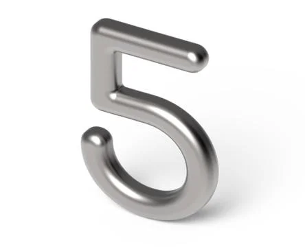 3D render metallic number 5 스톡 일러스트