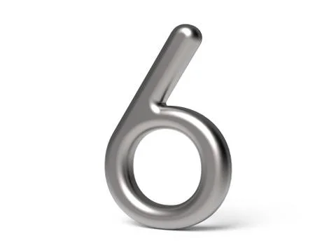 3D render metallic number 6 스톡 일러스트