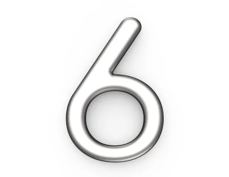 3D render metallic number 6 Illustrazione stock