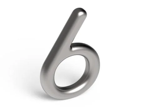 3D render metallic number 6 Stock Illustration