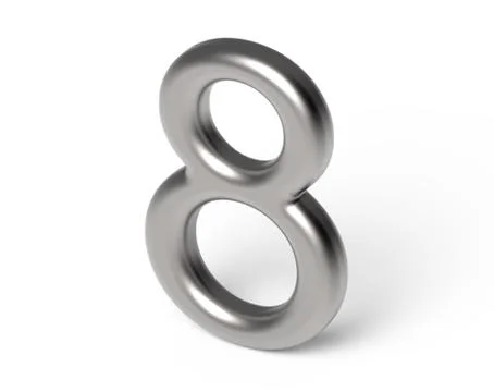 3D render metallic number 8 Illustrazione stock