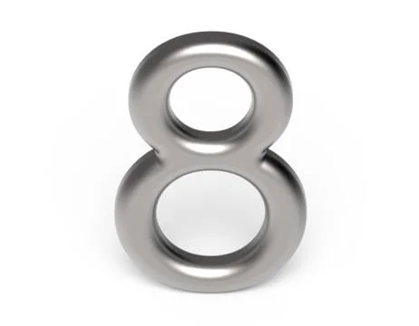 3D render metallic number 8 Illustrazione stock