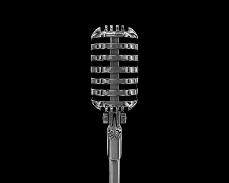 3D render - metallic retro microphone Stock Illustration