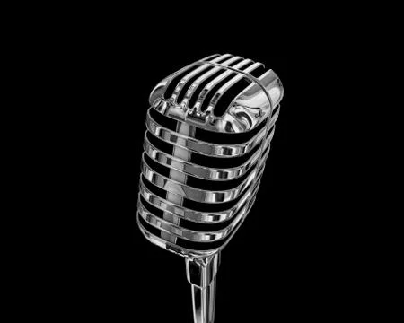 3D render - metallic retro microphone Stock Illustration