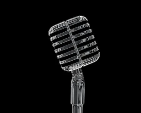 3D render - metallic retro microphone Stock Illustration