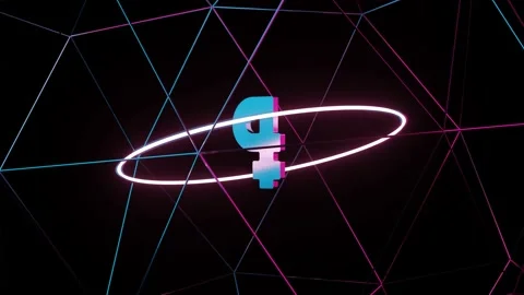 3d render metallic symbol of Russian currency Ruble with neon glowing circle Stock Footage 220158498