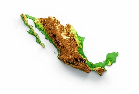 3d render of Mexico Map made by greenery, soil and nature design on white Stock Illustration