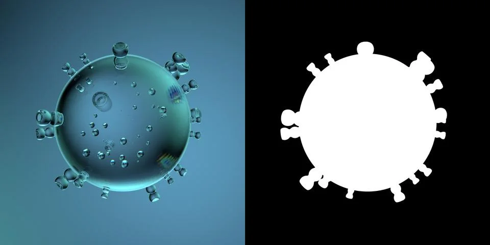 3d render of microbe model made of glass. Virus or bacteria mesh. Refractive  Stock Illustration