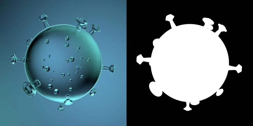 3d render of microbe model made of glass. Virus or bacteria mesh. Refractive  Stock Illustration