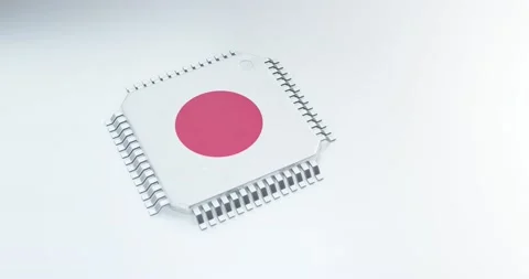 3d render of microchip or semiconductor chip in japan flag, for computing. Stock Footage 234398958