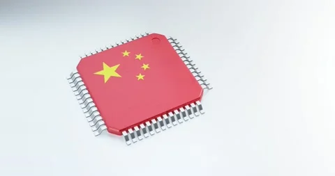 3d render of microchip or semiconductor chip in china flag, for computing. Stock Footage 234398964